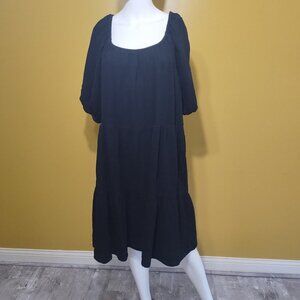 Old Navy 3/4 Balloon Sleeve Cotton Crinkle Midi Peasant Dress XL Boho Cottage